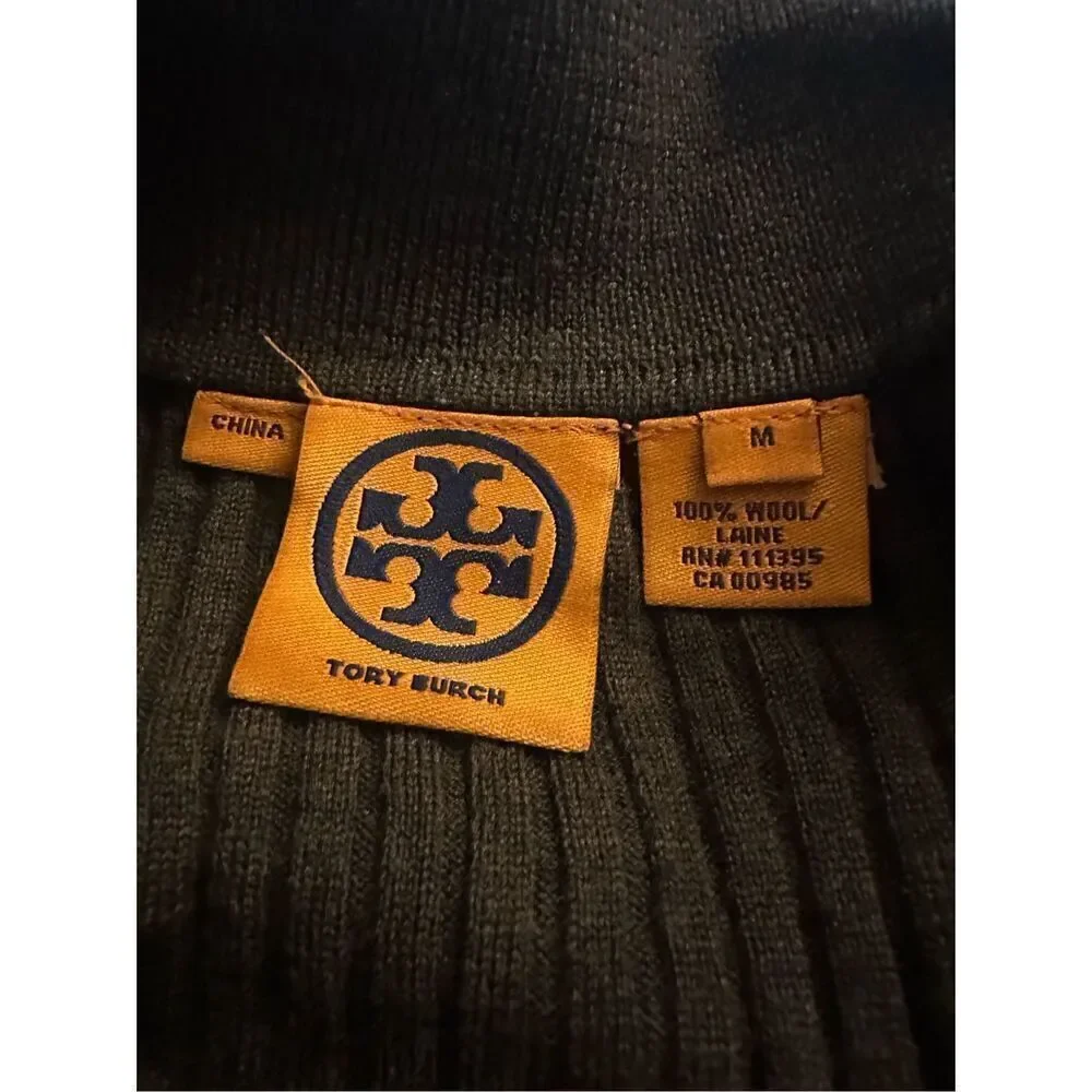 New! Tory Burch Brown Ribbed Sweater Sz M